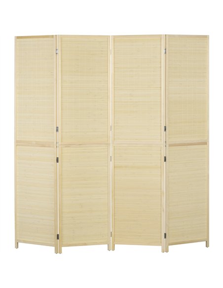 HOMCOM Room Divider, Freestanding Privacy Screen, 4 Panel Folding, 180 x 180cm, Natural - pic 202445 | FastDaddyshop