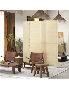 HOMCOM Room Divider, Freestanding Privacy Screen, 4 Panel Folding, 180 x 180cm, Natural 2