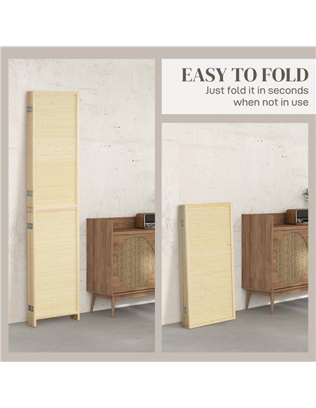 HOMCOM Room Divider, Freestanding Privacy Screen, 4 Panel Folding, 180 x 180cm, Natural - pic 202451 | FastDaddyshop