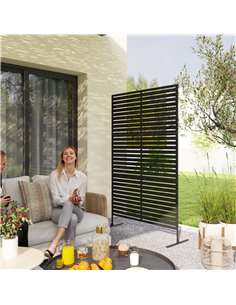 Outsunny Decorative Privacy Fence Screen, Metal Outdoor Privacy Screen Climbing Plant Trellis with Stand, 122 x 198 cm, Black 2