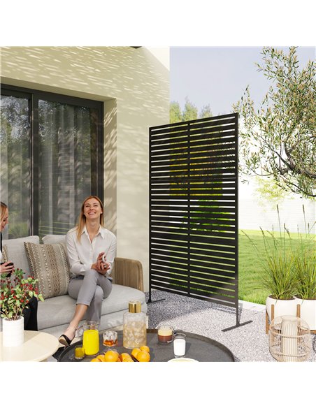 Outsunny Decorative Privacy Fence Screen, Metal Outdoor Privacy Screen Climbing Plant Trellis with Stand, 122 x 198 cm, Black - pic 202455 | FastDaddyshop