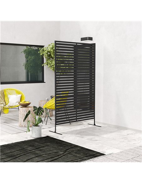Outsunny Decorative Privacy Fence Screen, Metal Outdoor Privacy Screen Climbing Plant Trellis with Stand, 122 x 198 cm, Black - pic 202460 | FastDaddyshop