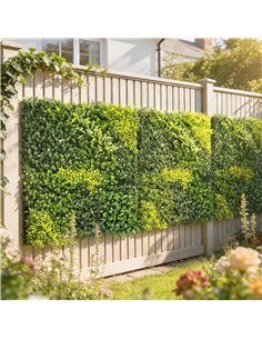 Outsunny Artificial Plant Wall Panel, 100x100 cm Artificial Grass Backdrop Wall, Green 2