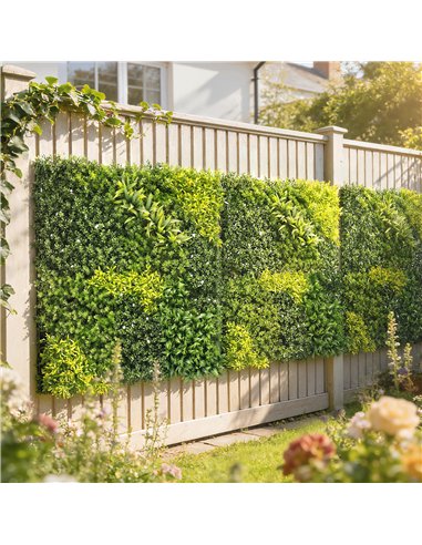 Outsunny Artificial Plant Wall Panel, 100x100 cm Artificial Grass Backdrop Wall, Green