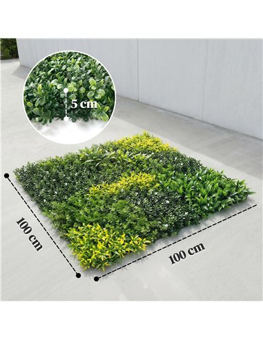Outsunny Artificial Plant Wall Panel, 100x100 cm Artificial Grass Backdrop Wall, Green