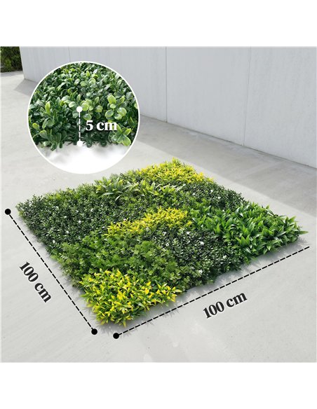 Outsunny Artificial Plant Wall Panel, 100x100 cm Artificial Grass Backdrop Wall, Green - pic 202474 | FastDaddyshop