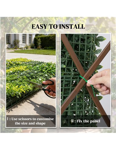 Outsunny Artificial Plant Wall Panel, 100x100 cm Artificial Grass Backdrop Wall, Green