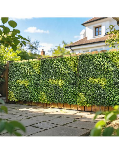 Outsunny Artificial Plant Wall Panel, 100x100 cm Artificial Grass Backdrop Wall, Green
