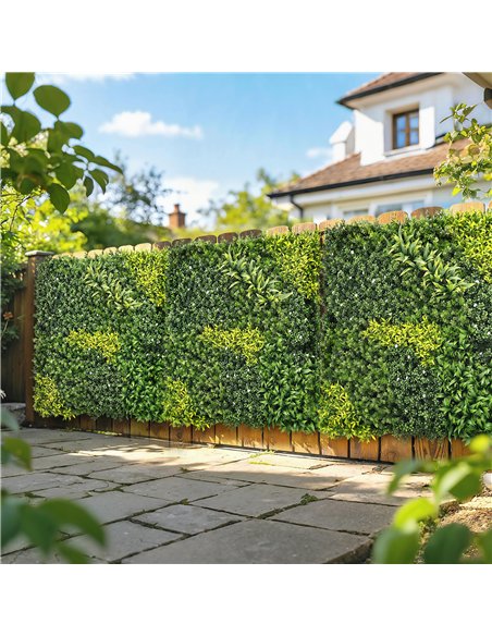 Outsunny Artificial Plant Wall Panel, 100x100 cm Artificial Grass Backdrop Wall, Green - pic 202479 | FastDaddyshop
