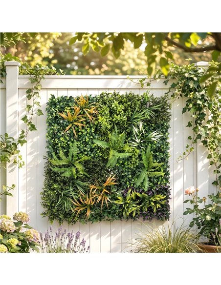 Outsunny Grass Wall Panels, 100 x 100 cm Artificial Grass Wall Decor with Tie Connectors, Greenery Backdrop Panels, Green - pic 202482 | FastDaddyshop
