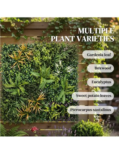 Outsunny Grass Wall Panels, 100 x 100 cm Artificial Grass Wall Decor with Tie Connectors, Greenery Backdrop Panels, Green