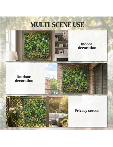 Outsunny Grass Wall Panels, 100 x 100 cm Artificial Grass Wall Decor with Tie Connectors, Greenery Backdrop Panels, Green