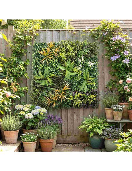 Outsunny Grass Wall Panels, 100 x 100 cm Artificial Grass Wall Decor with Tie Connectors, Greenery Backdrop Panels, Green - pic 202488 | FastDaddyshop