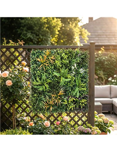 Outsunny Grass Wall Panels, 100 x 100 cm Artificial Grass Wall Decor with Tie Connectors, Greenery Backdrop Panels, Green
