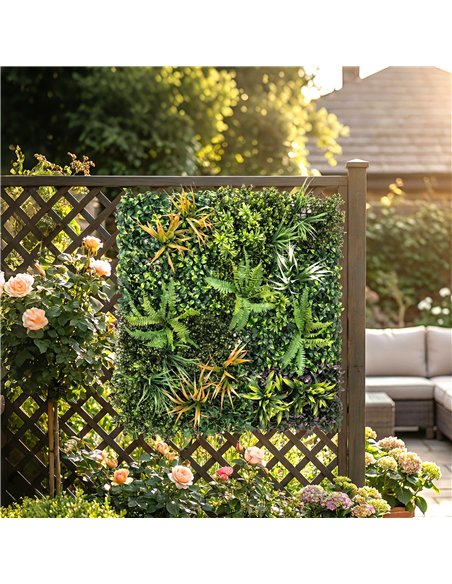 Outsunny Grass Wall Panels, 100 x 100 cm Artificial Grass Wall Decor with Tie Connectors, Greenery Backdrop Panels, Green - pic 202489 | FastDaddyshop