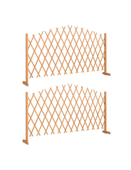 Outsunny 2 Pack Expanding Fence Panels, Wooden Freestanding Garden Fence with Stable Feet, 180 x 30 x 103cm, Brown - pic 202490 | FastDaddyshop