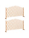 Outsunny 2 Pack Expanding Fence Panels, Wooden Freestanding Garden Fence with Stable Feet, 180 x 30 x 103cm, Brown
