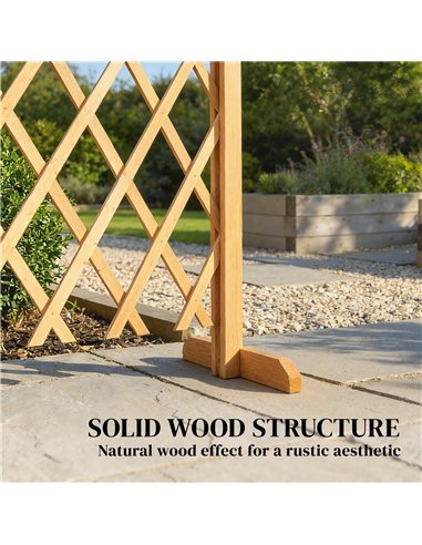 Outsunny 2 Pack Expanding Fence Panels, Wooden Freestanding Garden Fence with Stable Feet, 180 x 30 x 103cm, Brown