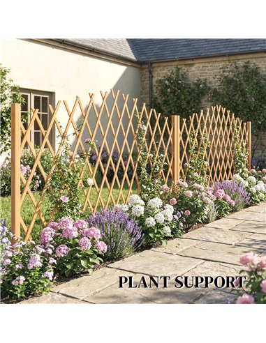 Outsunny 2 Pack Expanding Fence Panels, Wooden Freestanding Garden Fence with Stable Feet, 180 x 30 x 103cm, Brown
