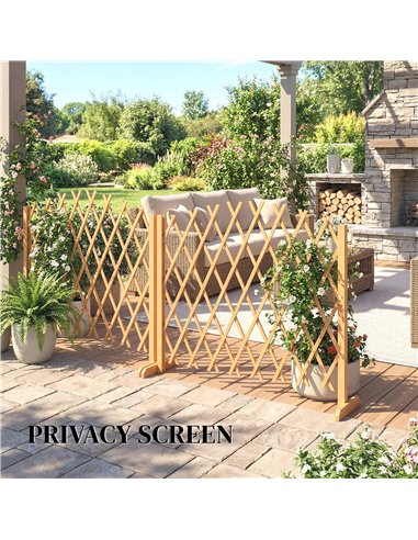 Outsunny 2 Pack Expanding Fence Panels, Wooden Freestanding Garden Fence with Stable Feet, 180 x 30 x 103cm, Brown