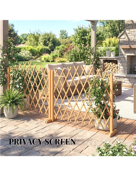 Outsunny 2 Pack Expanding Fence Panels, Wooden Freestanding Garden Fence with Stable Feet, 180 x 30 x 103cm, Brown - pic 202497 | FastDaddyshop