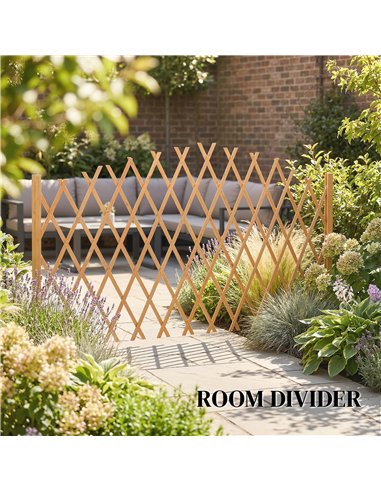 Outsunny 2 Pack Expanding Fence Panels, Wooden Freestanding Garden Fence with Stable Feet, 180 x 30 x 103cm, Brown