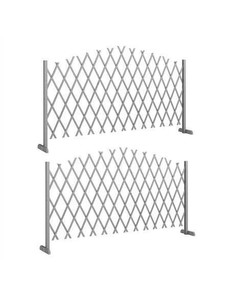 Outsunny 2 Pack Expanding Fence Panels, Wooden Freestanding Garden Fence with Stable Feet, 180 x 30 x 103cm, Dark Grey - pic 202499 | FastDaddyshop