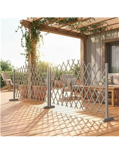 Outsunny 2 Pack Expanding Fence Panels, Wooden Freestanding Garden Fence with Stable Feet, 180 x 30 x 103cm, Dark Grey 2