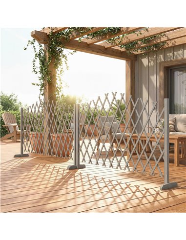 Outsunny 2 Pack Expanding Fence Panels, Wooden Freestanding Garden Fence with Stable Feet, 180 x 30 x 103cm, Dark Grey