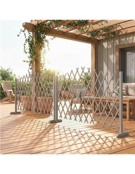 Outsunny 2 Pack Expanding Fence Panels, Wooden Freestanding Garden Fence with Stable Feet, 180 x 30 x 103cm, Dark Grey - pic 202500 | FastDaddyshop