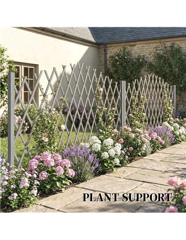 Outsunny 2 Pack Expanding Fence Panels, Wooden Freestanding Garden Fence with Stable Feet, 180 x 30 x 103cm, Dark Grey