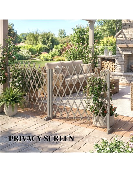 Outsunny 2 Pack Expanding Fence Panels, Wooden Freestanding Garden Fence with Stable Feet, 180 x 30 x 103cm, Dark Grey - pic 202506 | FastDaddyshop