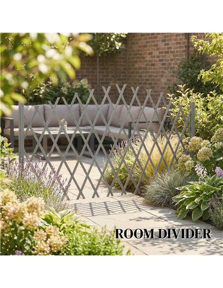 Outsunny 2 Pack Expanding Fence Panels, Wooden Freestanding Garden Fence with Stable Feet, 180 x 30 x 103cm, Dark Grey - pic 202507 | FastDaddyshop