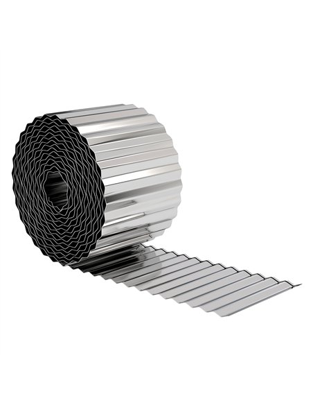 Outsunny Metal Garden Edging Border, 8 in x 21.3 ft Corrugated Heavy Duty Galvanised Steel Lawn Edging, Silver Tone - pic 202508 | FastDaddyshop
