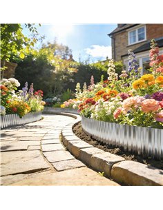 Outsunny Metal Garden Edging Border, 8 in x 21.3 ft Corrugated Heavy Duty Galvanised Steel Lawn Edging, Silver Tone 2