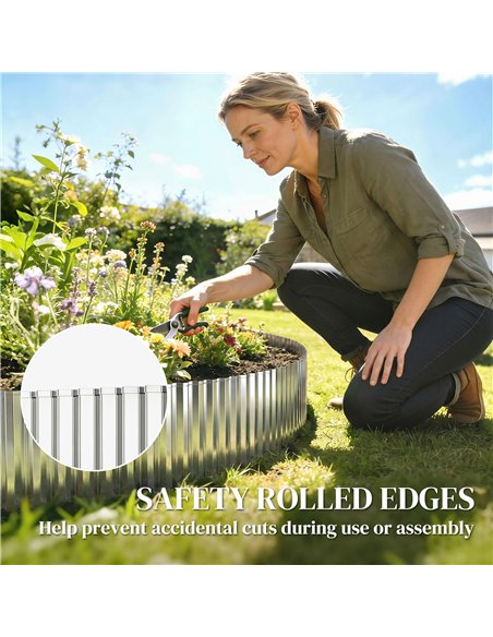 Outsunny Metal Garden Edging Border, 8 in x 21.3 ft Corrugated Heavy Duty Galvanised Steel Lawn Edging, Silver Tone - pic 202512 | FastDaddyshop