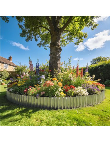 Outsunny Metal Garden Edging Border, 8 in x 21.3 ft Corrugated Heavy Duty Galvanised Steel Lawn Edging, Silver Tone