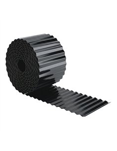 Outsunny Metal Garden Edging Border, 8 in x 21.3 ft Corrugated Heavy Duty Galvanised Steel Lawn Edging, Dark Grey