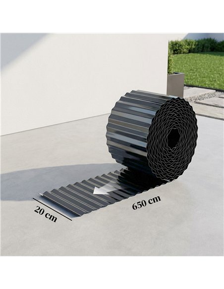 Outsunny Metal Garden Edging Border, 8 in x 21.3 ft Corrugated Heavy Duty Galvanised Steel Lawn Edging, Dark Grey - pic 202519 | FastDaddyshop