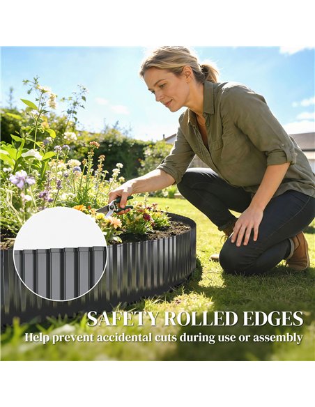Outsunny Metal Garden Edging Border, 8 in x 21.3 ft Corrugated Heavy Duty Galvanised Steel Lawn Edging, Dark Grey - pic 202521 | FastDaddyshop