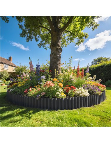 Outsunny Metal Garden Edging Border, 8 in x 21.3 ft Corrugated Heavy Duty Galvanised Steel Lawn Edging, Dark Grey
