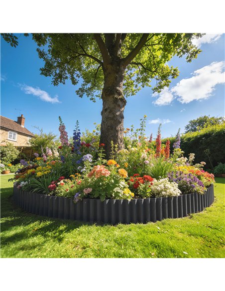 Outsunny Metal Garden Edging Border, 8 in x 21.3 ft Corrugated Heavy Duty Galvanised Steel Lawn Edging, Dark Grey - pic 202524 | FastDaddyshop