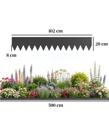 Outsunny 5pcs Garden Fence, Metal Picket Fence Panels, 102x20cm, Black
