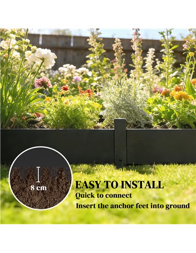 Outsunny 5pcs Garden Fence, Metal Picket Fence Panels, 102x20cm, Black