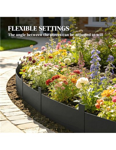 Outsunny 5pcs Garden Fence, Metal Picket Fence Panels, 102x20cm, Black