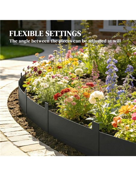 Outsunny 5pcs Garden Fence, Metal Picket Fence Panels, 102x20cm, Black - pic 202539 | FastDaddyshop