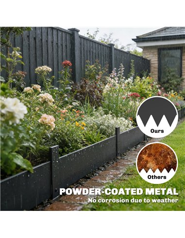 Outsunny 5pcs Garden Fence, Metal Picket Fence Panels, 102x20cm, Black