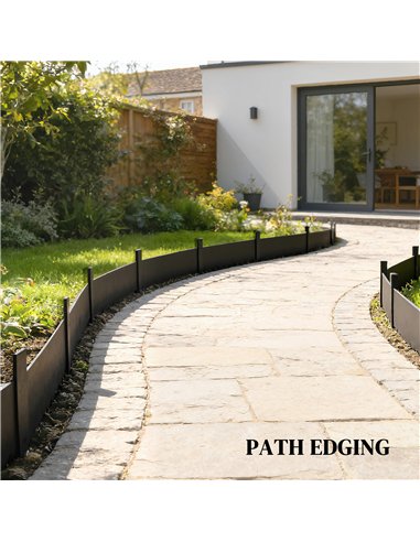 Outsunny 5pcs Garden Fence, Metal Picket Fence Panels, 102x20cm, Black