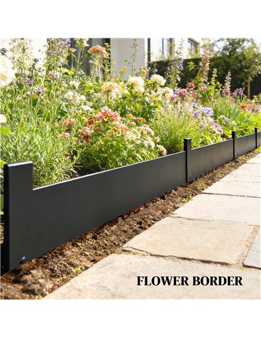 Outsunny 5pcs Garden Fence, Metal Picket Fence Panels, 102x20cm, Black