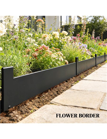 Outsunny 5pcs Garden Fence, Metal Picket Fence Panels, 102x20cm, Black - pic 202543 | FastDaddyshop